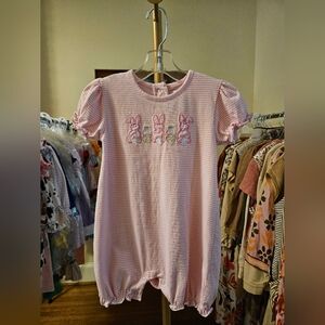 Jelly Beans Pink Striped Romper with Bunny Design Sz 3
